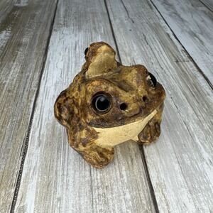 Vtg Japanese Shigaraki Ware‎ Toad w/Baby On Back Stoneware Pottery  Lucky Frog